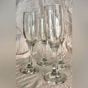 Cristar Champagne Flutes Set of 4 Clear Glass Stemware 8" Tall Party Celebration